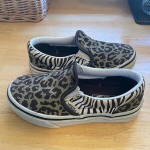 Vans Animal Print Slip Ons Size 11.5 Kids